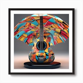 Guitar With Umbrella 6 Art Print