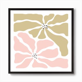 Pink And Beige Flowers Art Print