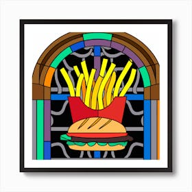 French Fries Stained Glass Art Print