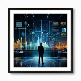 An Intricate Complex Illustration Revealing Data Statistics And Analysis Set Against A Backdrop Wi (5) Art Print