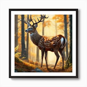 Deer In The Forest 158 Art Print