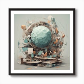 A Mixed Media Artwork Combining Found Objects And Geometric Shapes, Creating A Minimalist Assemblage (4) Art Print