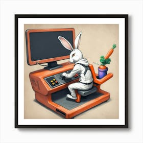 Rabbit In A Computer Poster