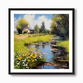 Floral Cascade at Riverside Eden Art Print