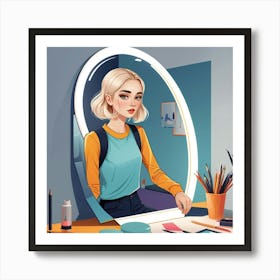 Graphic Design Mirror Girl Art 1 Art Print