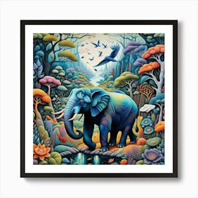 Elephant In The Jungle Art Print