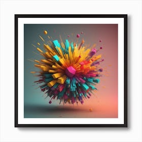 An Abstract Color Explosion 1, that bursts with vibrant hues and creates an uplifting atmosphere. Generated with AI, Art style_Render,CFG Scale_3, Step Scale_50. Art Print