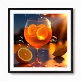 Aperol Spritz Orange Juice In A Glass Art Print