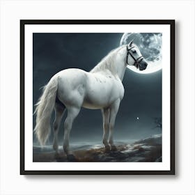 218198 A Picture, A Large Moon, And A White Horse Of The Xl 1024 V1 0 Art Print