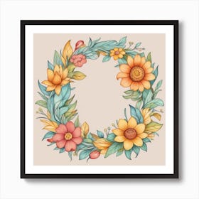 Floral Wreath 6 Art Print