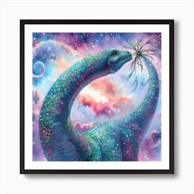 Dinosaurs In Space 3 Art Print