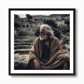 Old Man Sitting In Ruins Art Print