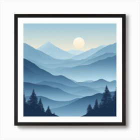 Misty mountains background in blue tone 60 Art Print