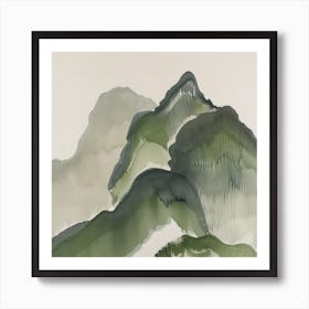 Japanese Watercolour Of Mount Tanigawa 4 Art Print