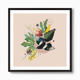 Flora & Fauna with Magpie 1 Art Print