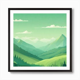 Misty mountains background in green tone 212 Art Print