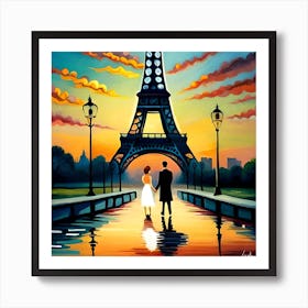 Eiffel Tower At Sunset Art Print