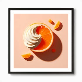 Orange Slice With Whipped Cream Art Print