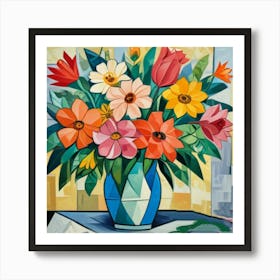 1000013696 flowers in vase of glass  Art Print