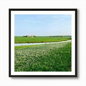 A Serene Countryside Scene In Spring A Sprawling Meadow Flushed With The Fresh Emerald Tinge Of Gra (7) Art Print