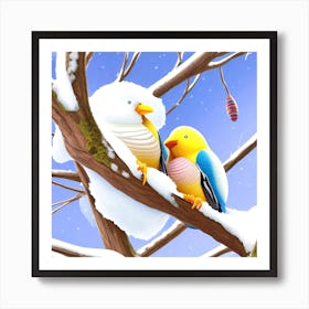 Birds In The Snow 5 Art Print