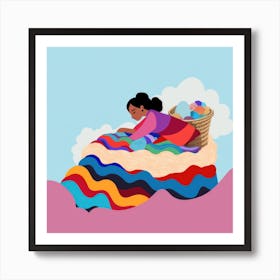 Woman In A Basket 16 Art Print