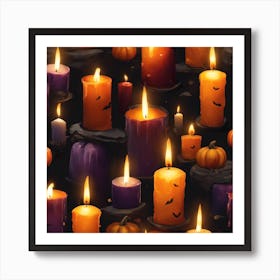 Halloween Candles Seamless Pattern Art Print