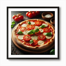 Pizza With Tomatoes And Basil 2 Art Print