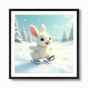 Flux Dev A Joyful Rabbit With Soft Fluffy White Fur And Bright 2 Art Print