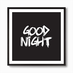 Good Night Square (Black) Art Print