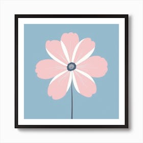 A White And Pink Flower In Minimalist Style Square Composition 517 Art Print