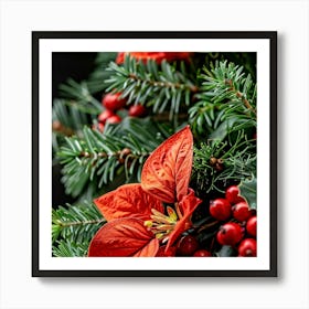 Christmas Poinsettia Art Print