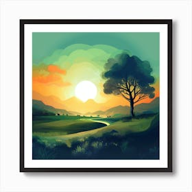 Sunset Landscape Poster