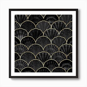 Black And Gold Seashells Canvas Print Art Print