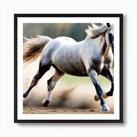 White Horse Galloping 3 Art Print