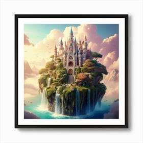 Firefly Soft, Pastels, Intricate, Castle, Floating, Islands, Cascading, Waterfalls, Dreamy, Ethereal (10) Affiche