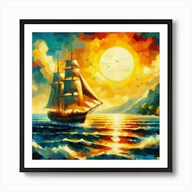 Sailboat At Sunset Poster