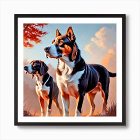 Two Dogs In The Woods 2 Art Print