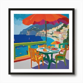 The Amalfi Coast Series in Style of David Hockney 1 Art Print