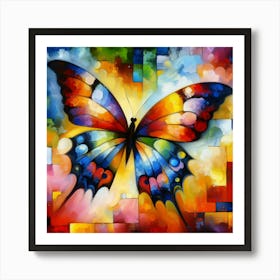 Colourful Modern Abstract Butterfly v7 Art Print