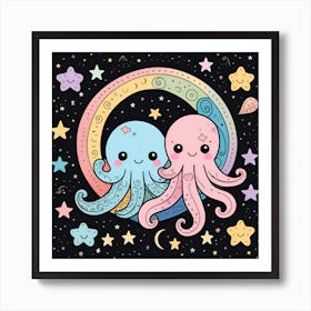 Kawaii Octopus 1 Art Print