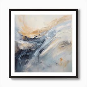 Serene Strokes: Abstract Landscape in Blue and Grey Tints Art Print