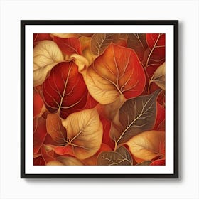 Autumn Leaves Seamless Pattern 2 Art Print