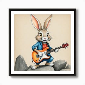 Bunny With Guitar Art Print