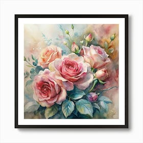 Watercolor Roses 1 Art Print