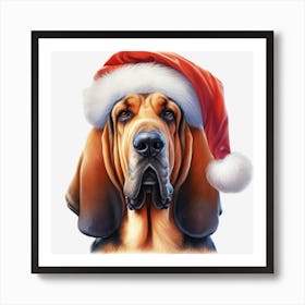 Basset Hound Santa Hat Poster