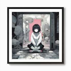 Manga Girl In The Doorway Affiche