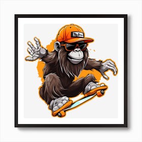 Gorilla Skateboarder Art Print