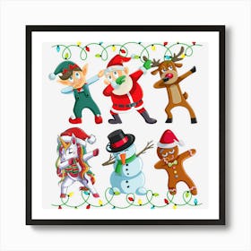 Ugly Sweater Christmas Shirt Dabbing Reindeer Snowman Santa Art Print