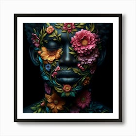 Flowers On The Face Art Print